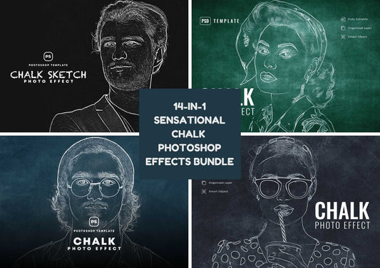14-In-1 Sensational Chalk Photoshop Effects Bundle - Photoboto
