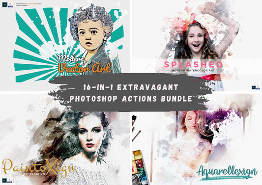 16-In-1 Extravagant Photoshop Actions Bundle - Photoboto