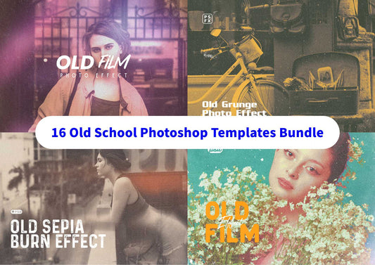 16 Old School Photoshop Templates Bundle - Photoboto