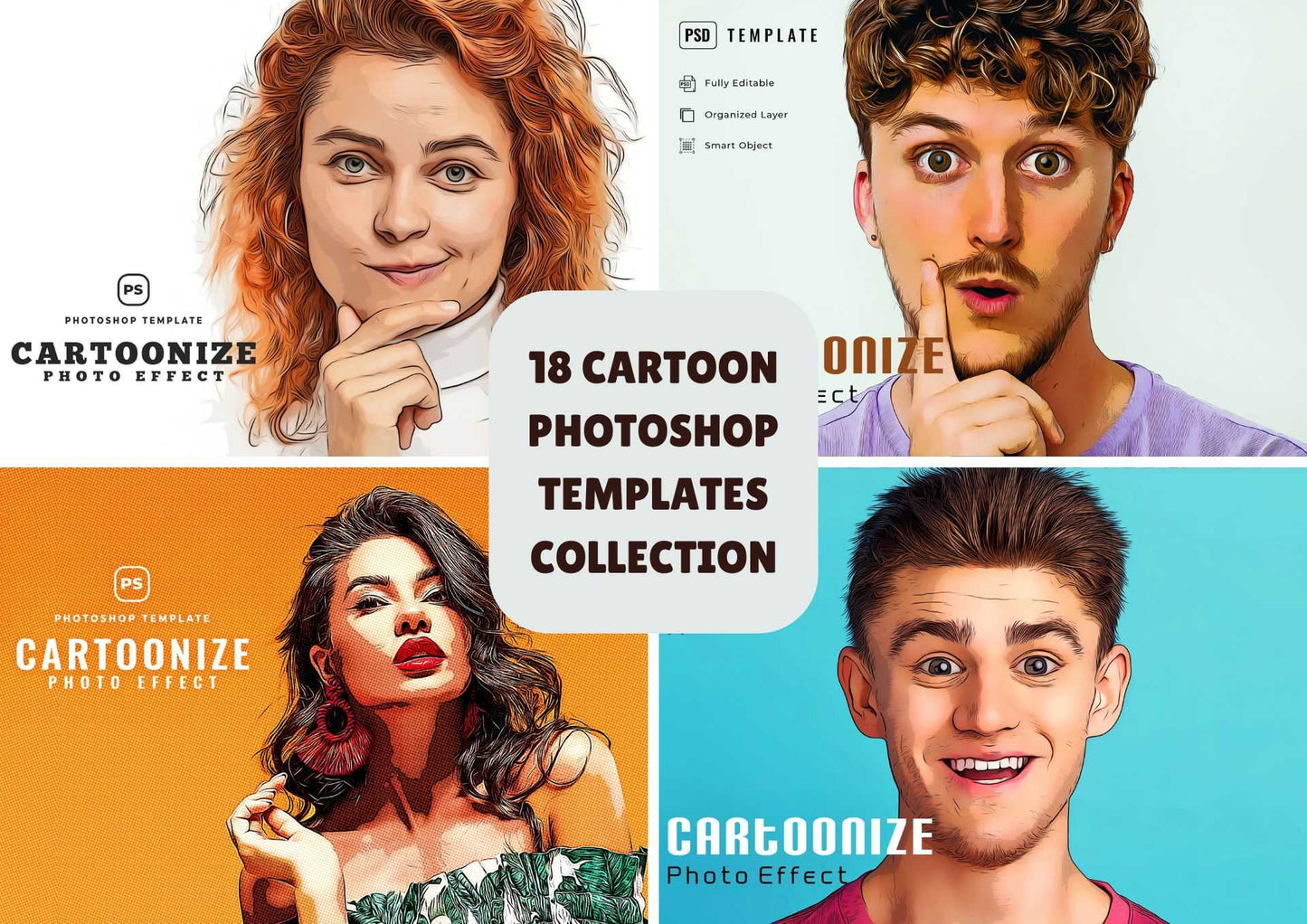 18 Cartoon Photoshop Templates Collection - Photoboto