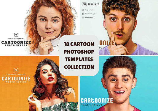 18 Cartoon Photoshop Templates Collection - Photoboto
