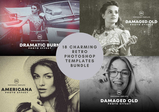 18 Charming Retro Photoshop Templates Bundle - Photoboto