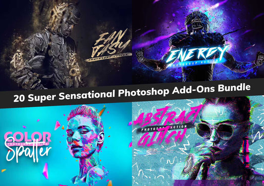 20 Super Sensational Photoshop Add-Ons Bundle - Photoboto
