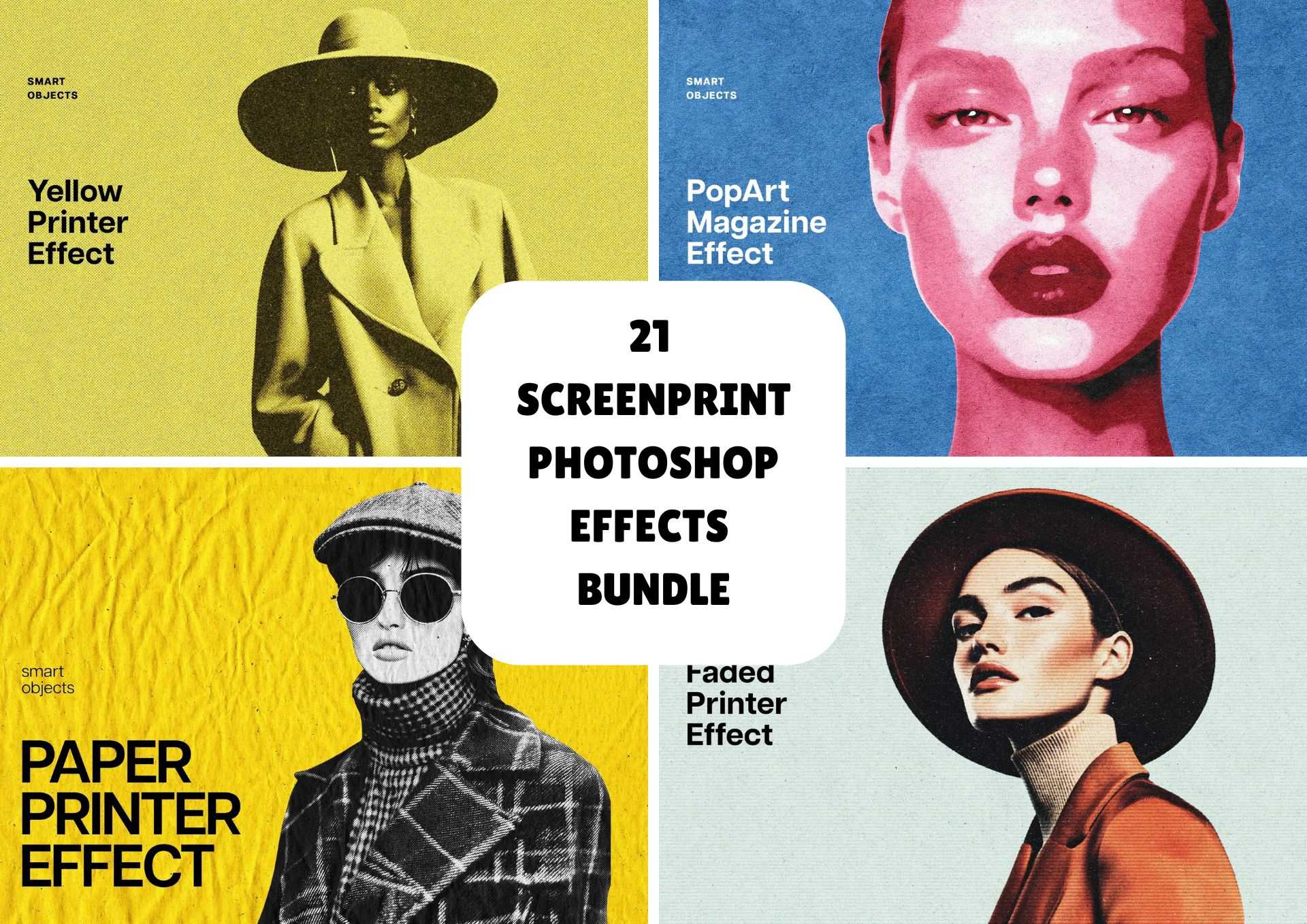 21 Screenprint Photoshop Effects Bundle - Photoboto