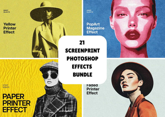 21 Screenprint Photoshop Effects Bundle - Photoboto