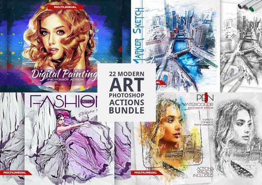 22 Modern Art Photoshop Actions Bundle - Photoboto