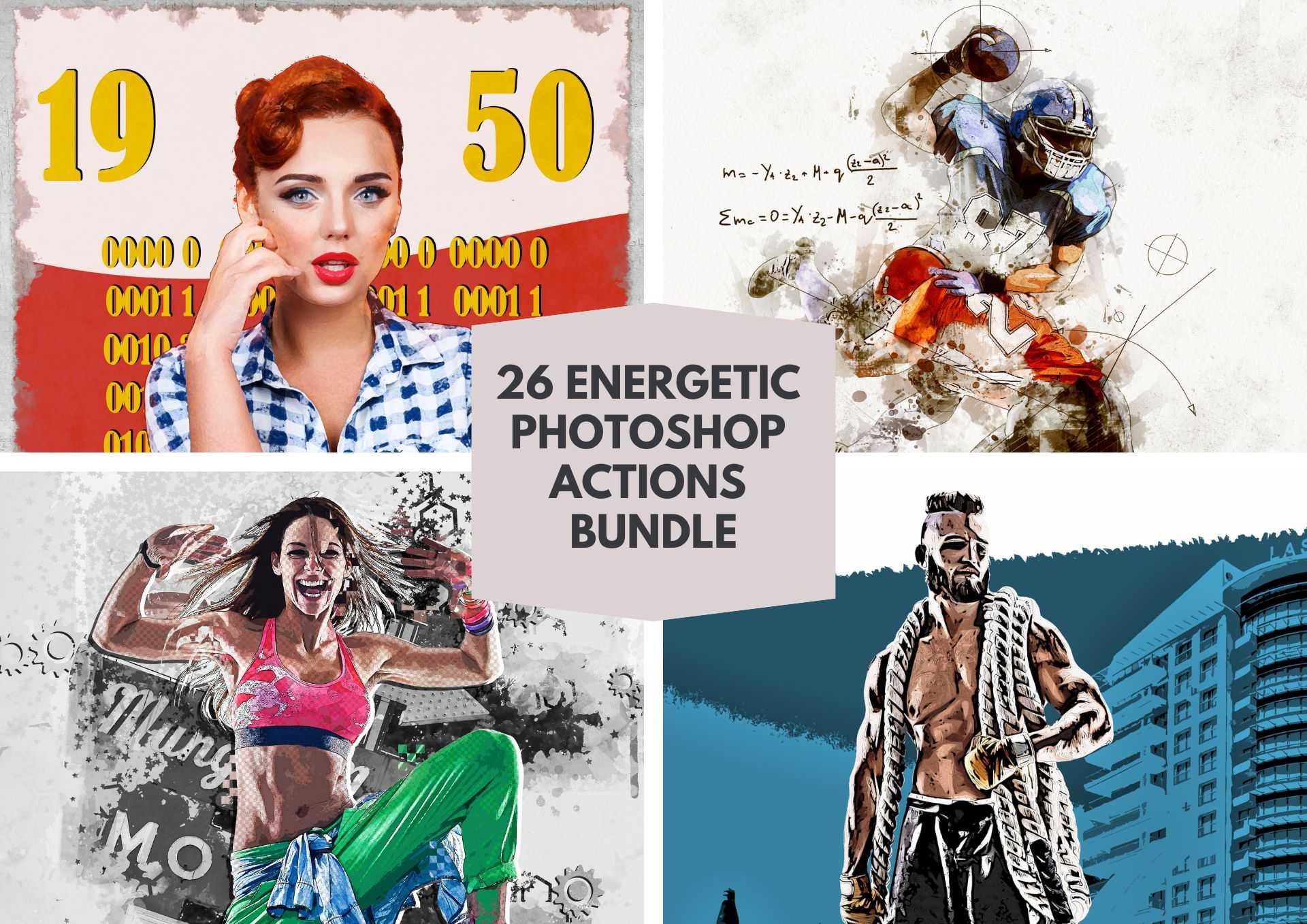26 Energetic Photoshop Actions Bundle - Photoboto