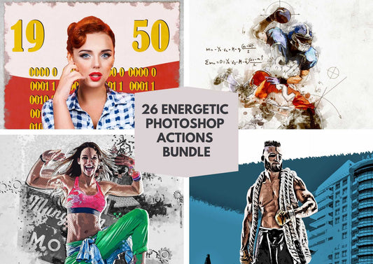 26 Energetic Photoshop Actions Bundle - Photoboto
