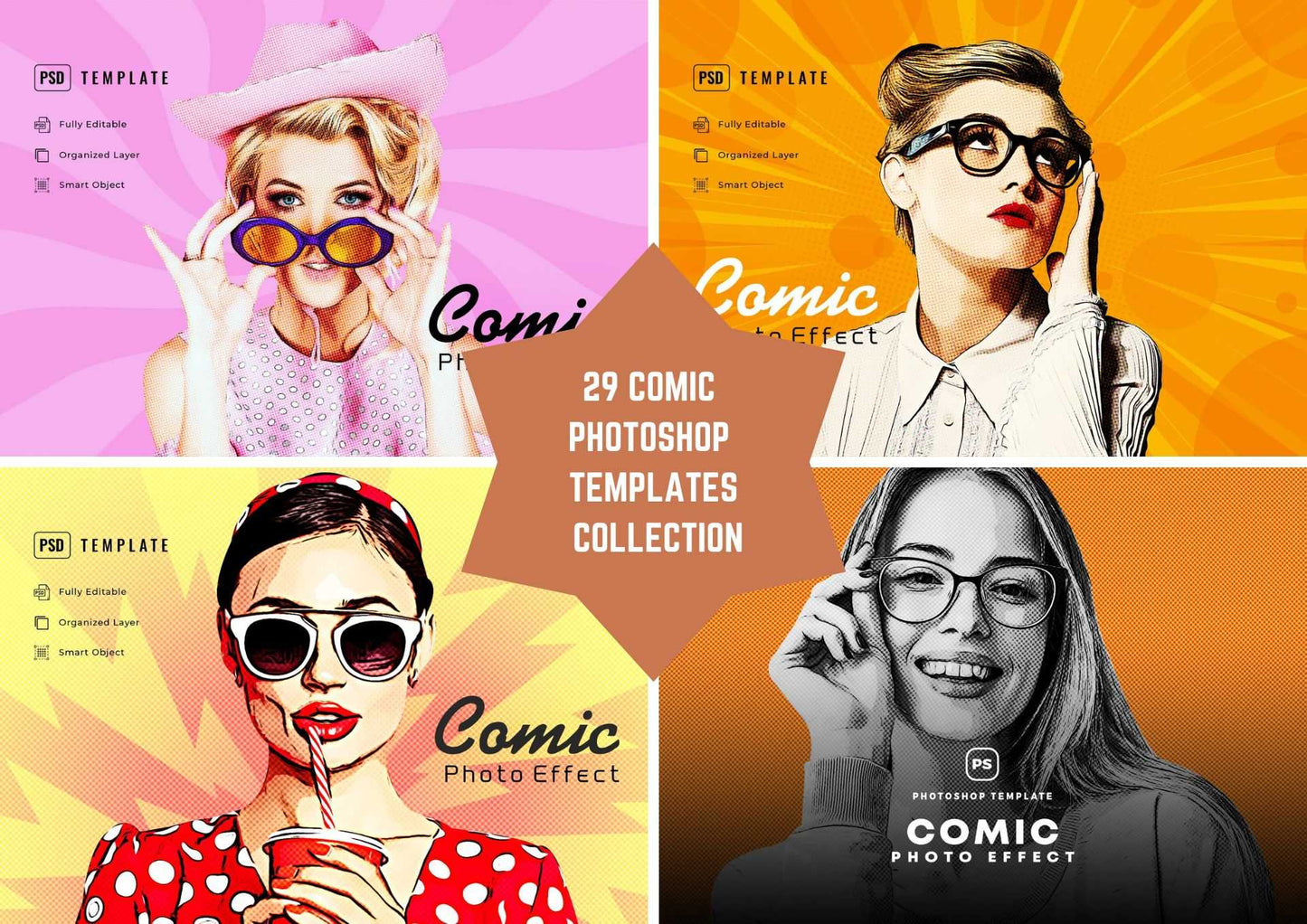 29 Comic Photoshop Templates Collection - Photoboto