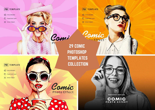 29 Comic Photoshop Templates Collection - Photoboto