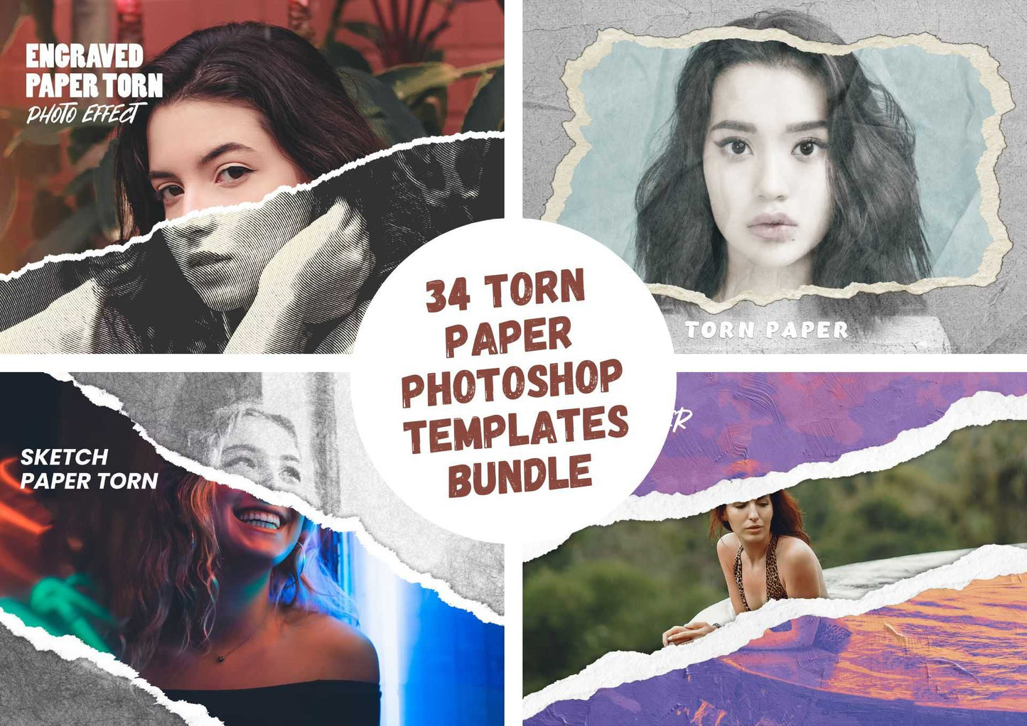 34 Torn Paper Photoshop Templates Bundle - Photoboto