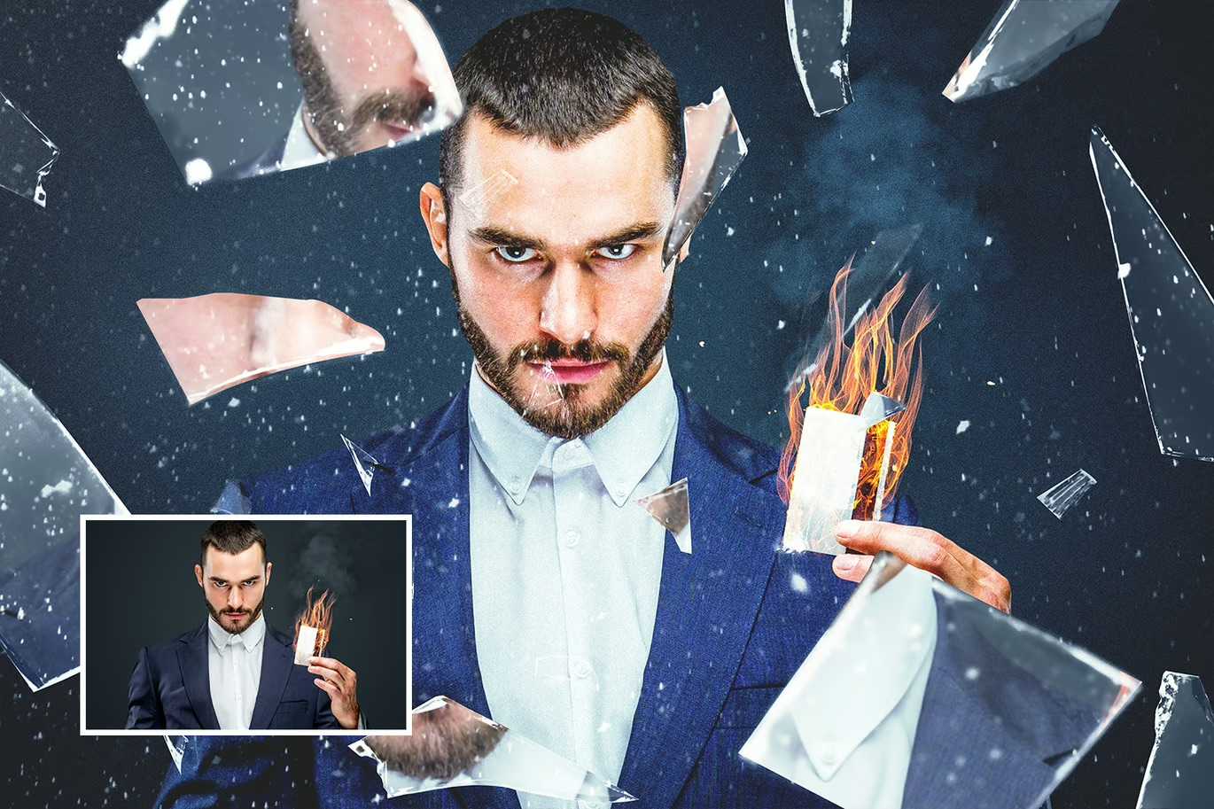 21-In-1 Broken Glass Photoshop Templates Bundle - Photoboto