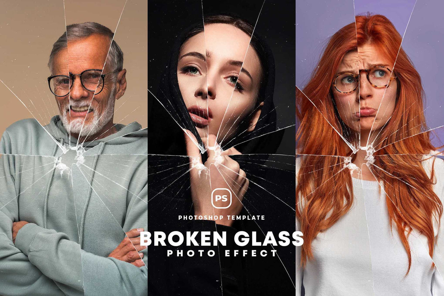 21-In-1 Broken Glass Photoshop Templates Bundle - Photoboto