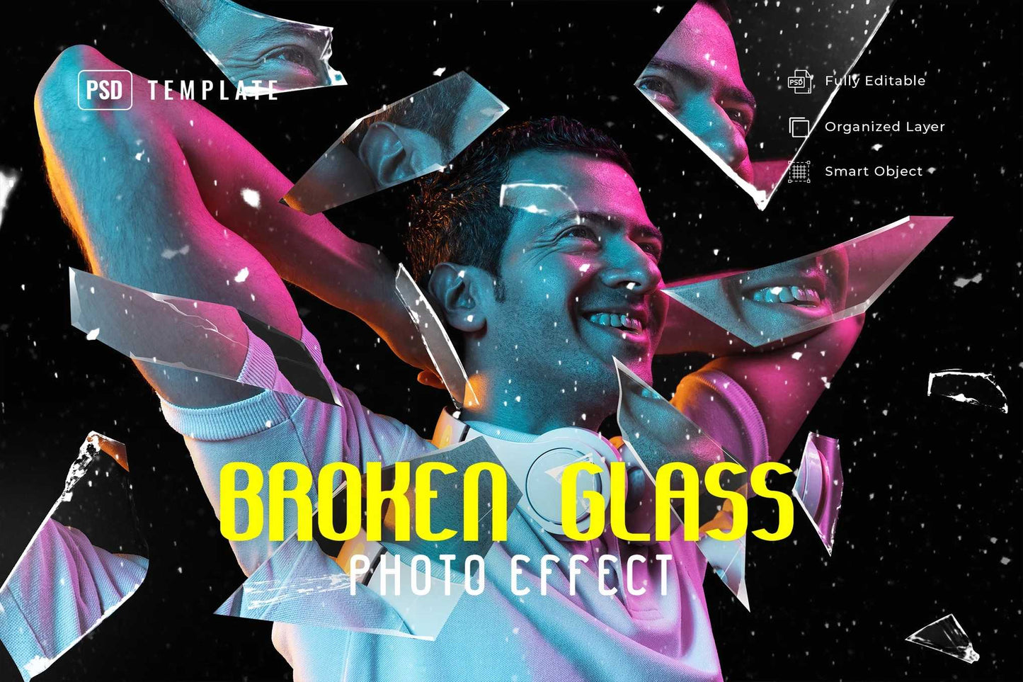 21-In-1 Broken Glass Photoshop Templates Bundle - Photoboto