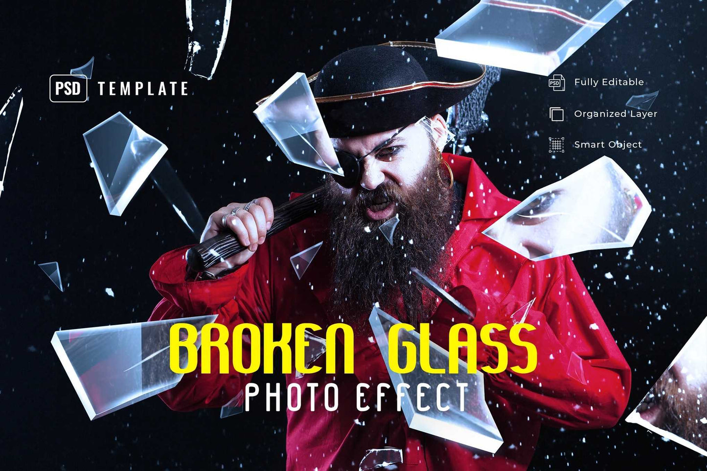 21-In-1 Broken Glass Photoshop Templates Bundle - Photoboto