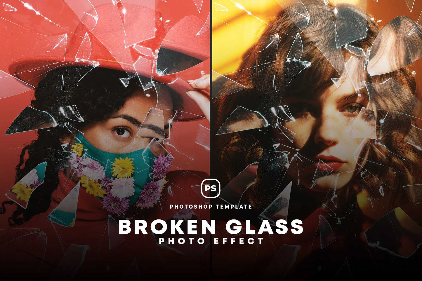 21-In-1 Broken Glass Photoshop Templates Bundle - Photoboto
