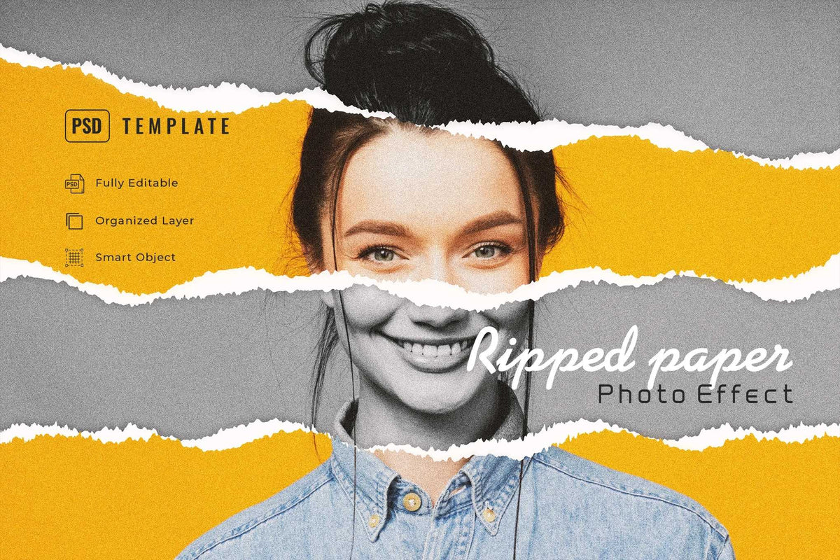 19 Studio-Grade Ripped Paper Photoshop Effects Bundle