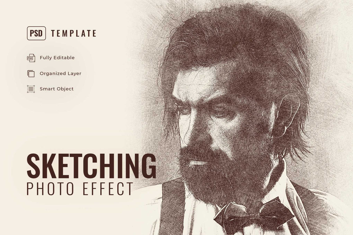 21 Creative Sketching Photoshop Effects Set