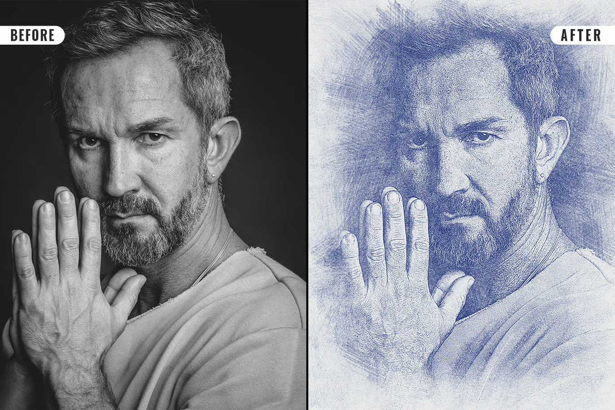 21 Creative Sketching Photoshop Effects Set