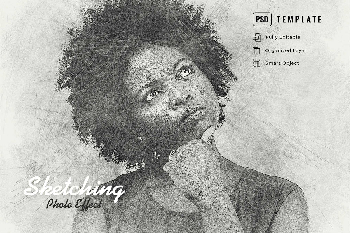 21 Creative Sketching Photoshop Effects Set