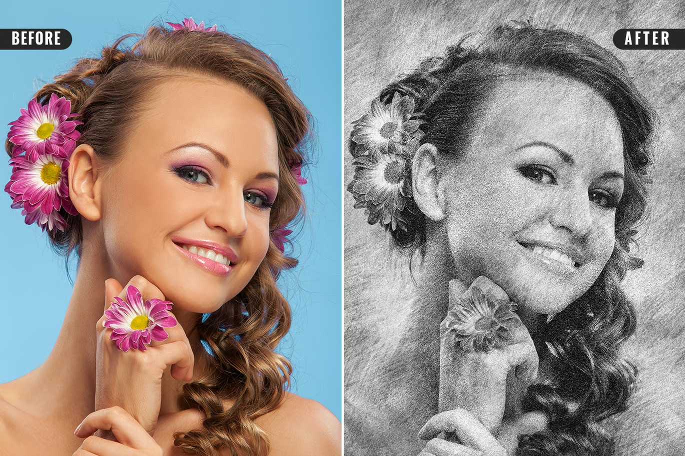 21 Creative Sketching Photoshop Effects Set