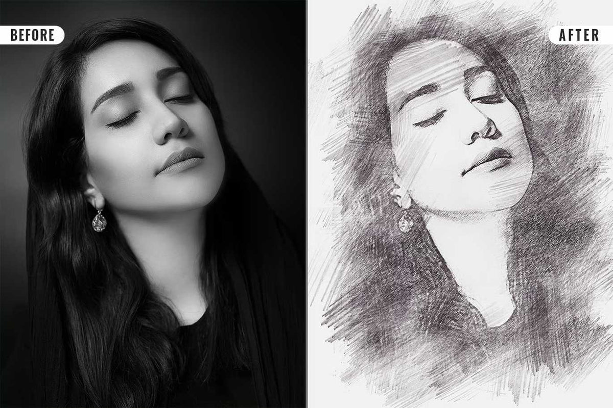 21 Creative Sketching Photoshop Effects Set