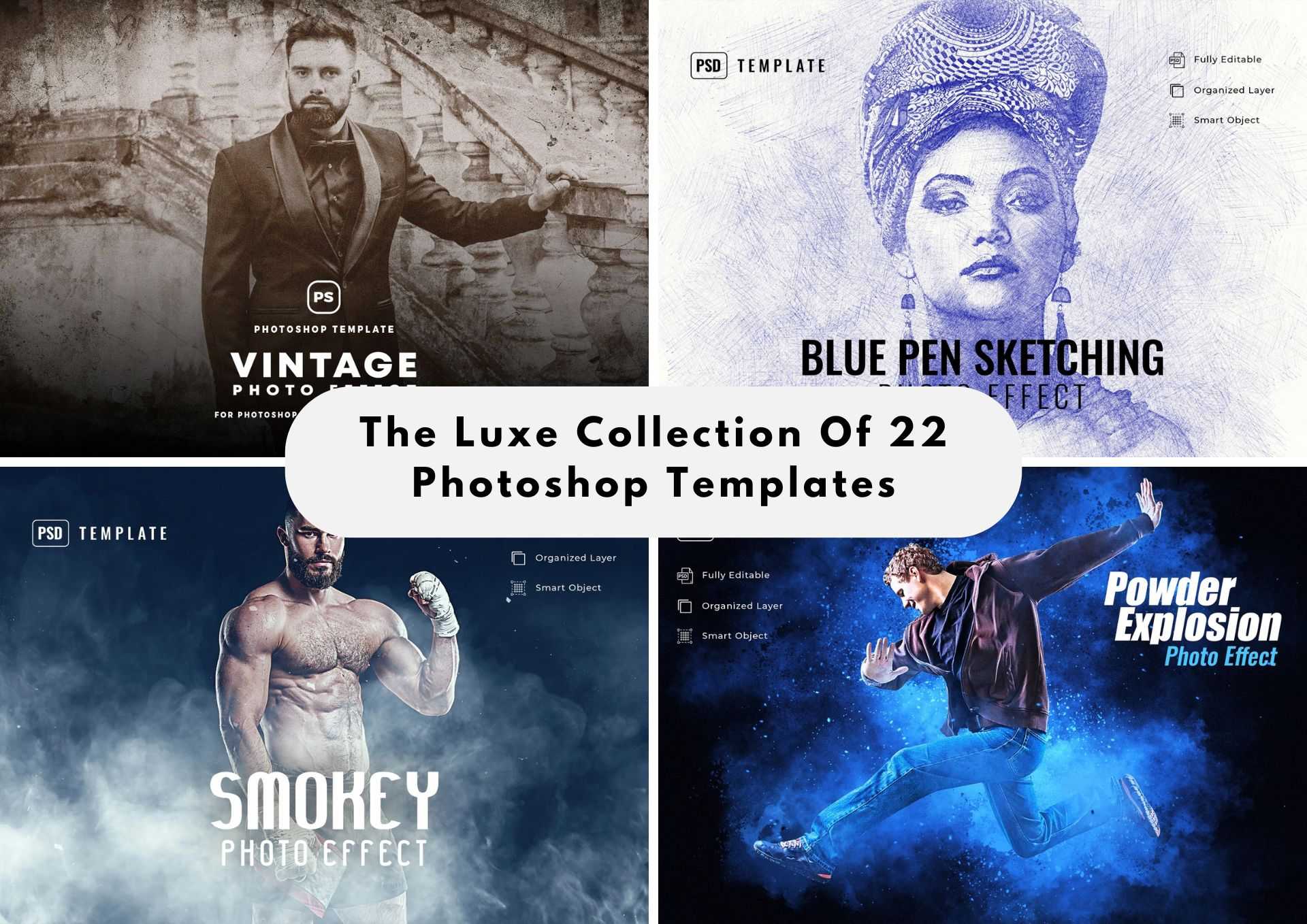 The Luxe Collection Of 22 Photoshop Templates - Photoboto