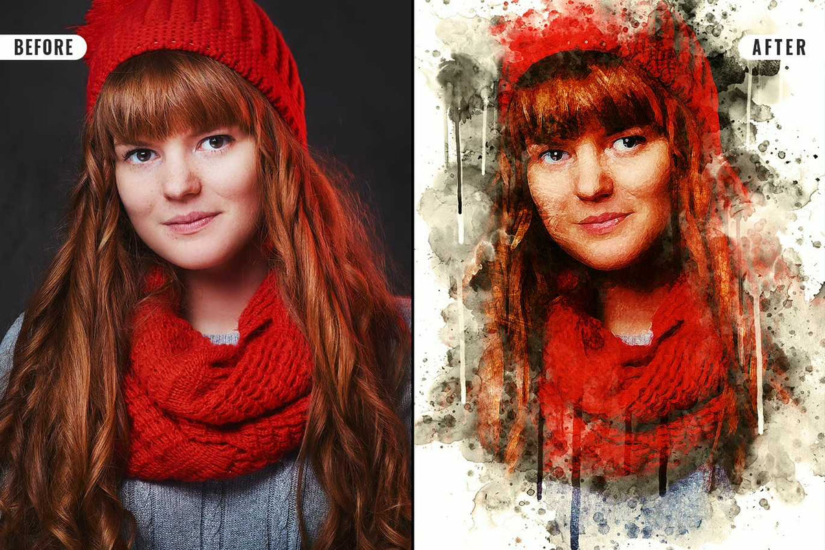 21 Painterly Watercolor Photoshop Effects Collection