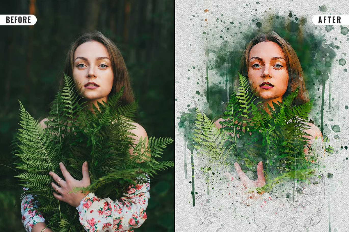 21 Painterly Watercolor Photoshop Effects Collection