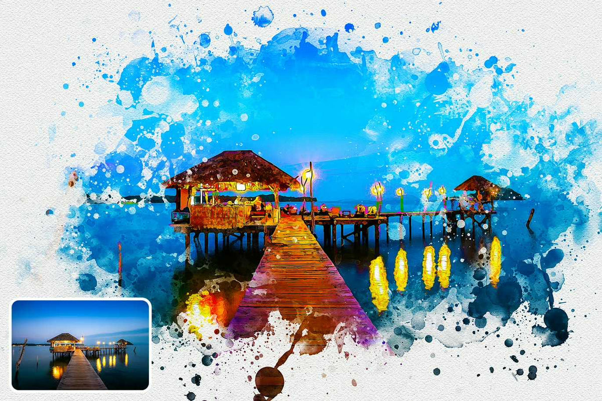 21 Painterly Watercolor Photoshop Effects Collection