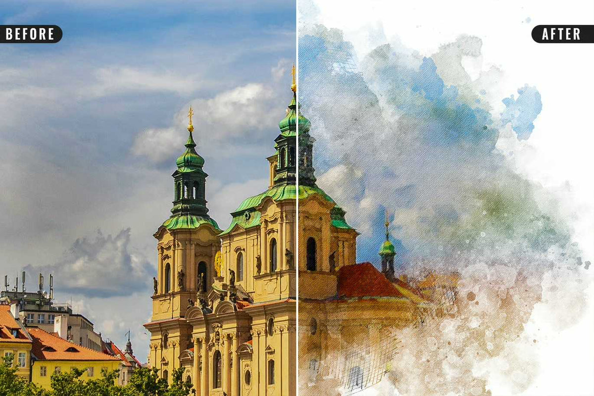 22 Fluid Watercolor Photoshop Effects Collection