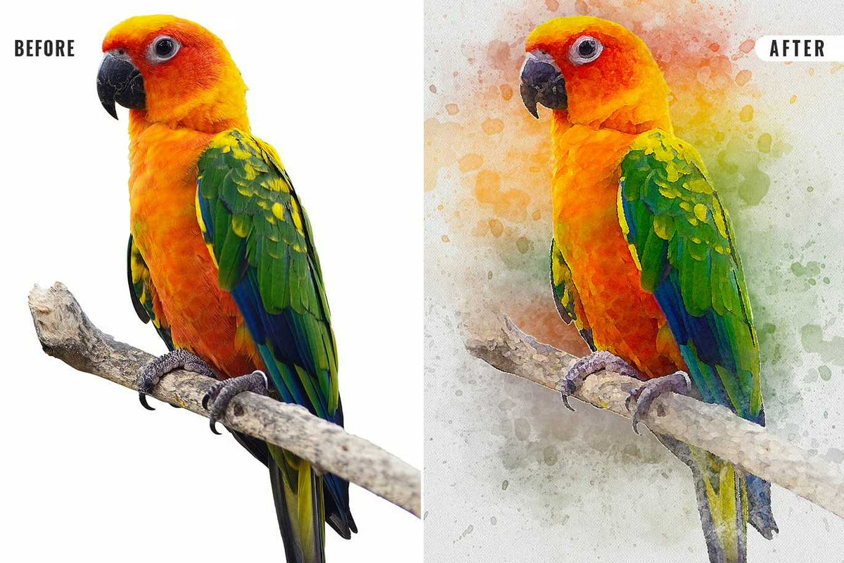 22 Fluid Watercolor Photoshop Effects Collection