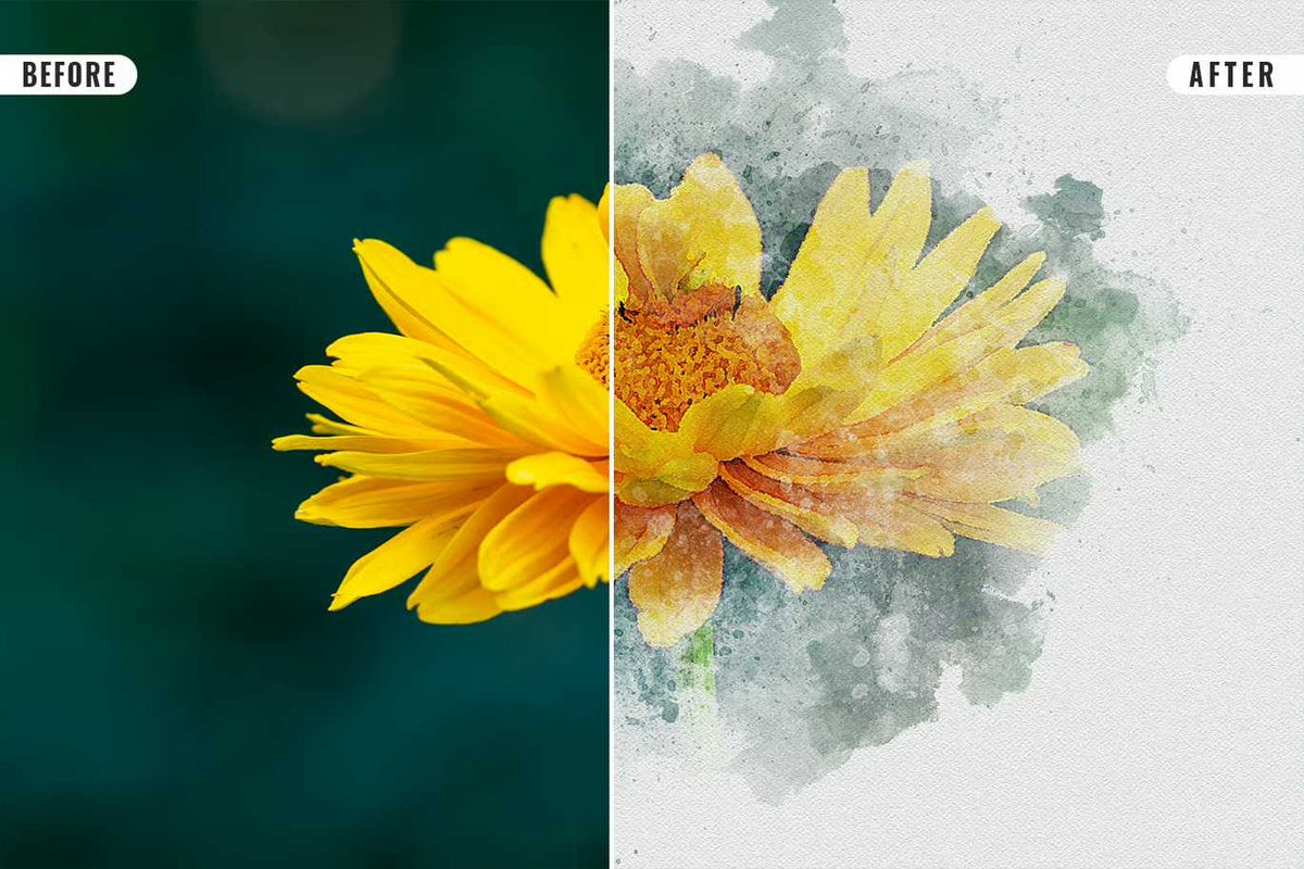 22 Fluid Watercolor Photoshop Effects Collection