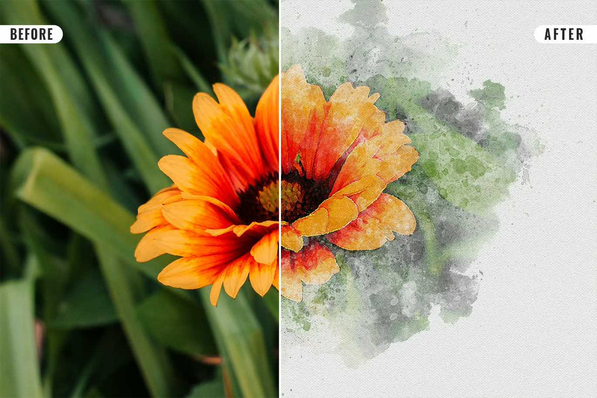 22 Fluid Watercolor Photoshop Effects Collection