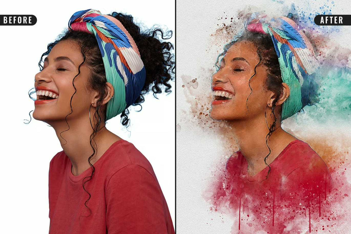 22 Fluid Watercolor Photoshop Effects Collection