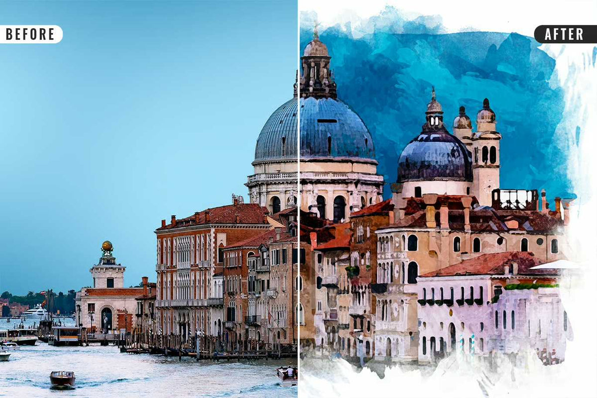 22 Fluid Watercolor Photoshop Effects Collection