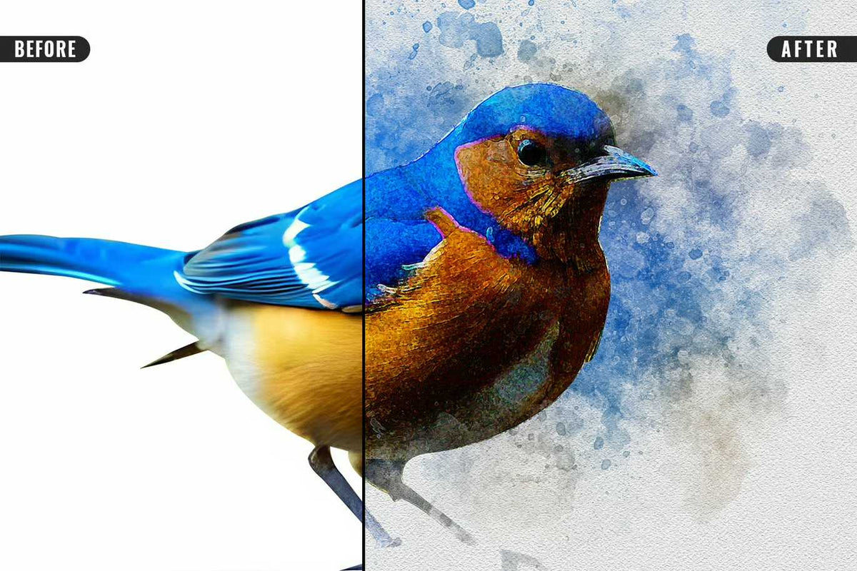 22 Fluid Watercolor Photoshop Effects Collection