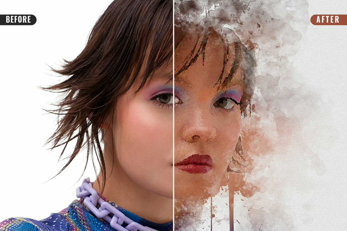 21 Painterly Watercolor Photoshop Effects Collection