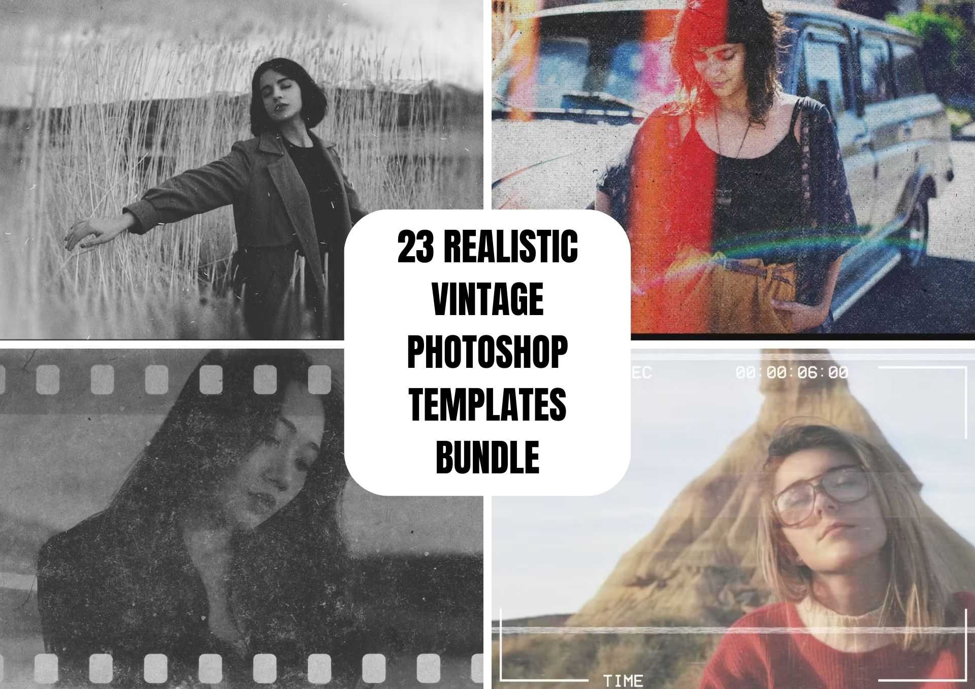 23 Realistic Vintage Photoshop Templates Bundle - Photoboto