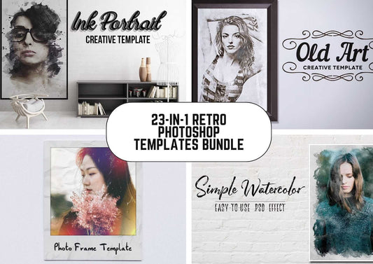 23-In-1 Retro Photoshop Templates Bundle - Photoboto