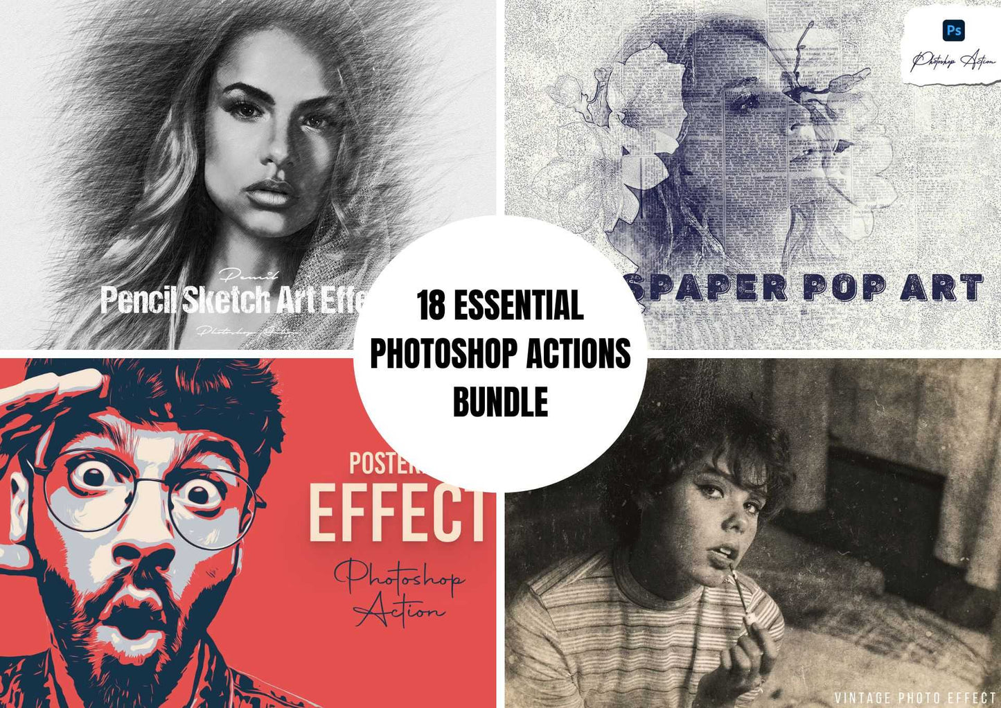 18 Essential Photoshop Actions Bundle - Photoboto