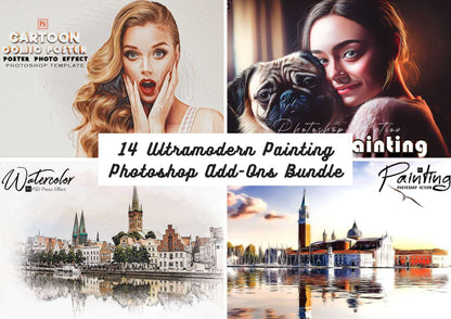 14 Ultramodern Painting Photoshop Add-Ons Bundle - Photoboto