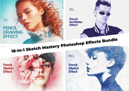 18-In-1 Sketch Mastery Photoshop Effects Bundle