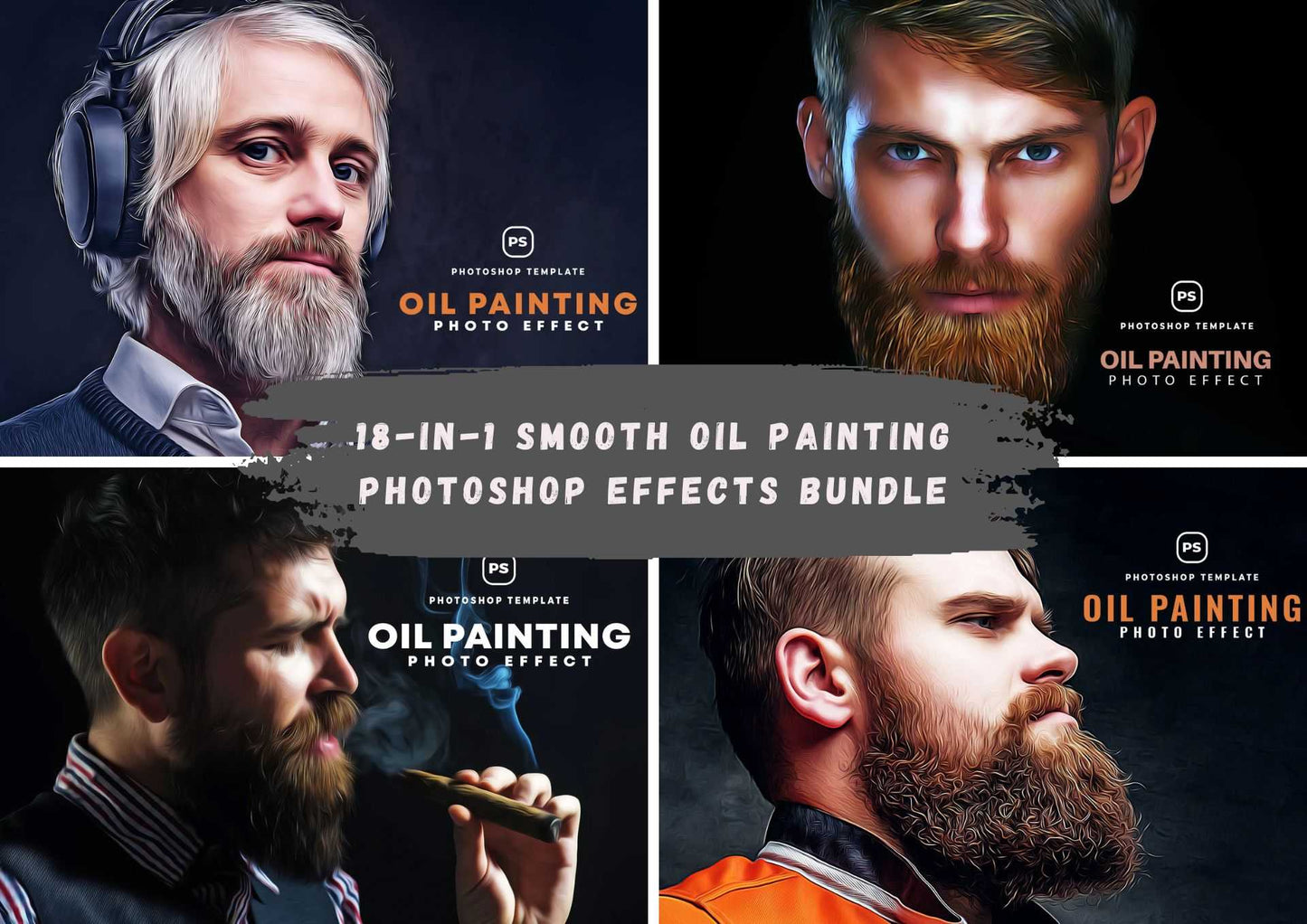 18-In-1 Smooth Oil Painting Photoshop Effects Bundle