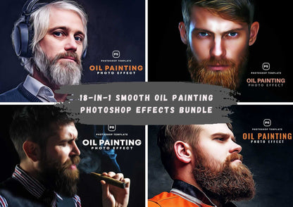 18-In-1 Smooth Oil Painting Photoshop Effects Bundle