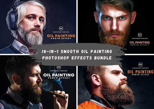 18-In-1 Smooth Oil Painting Photoshop Effects Bundle