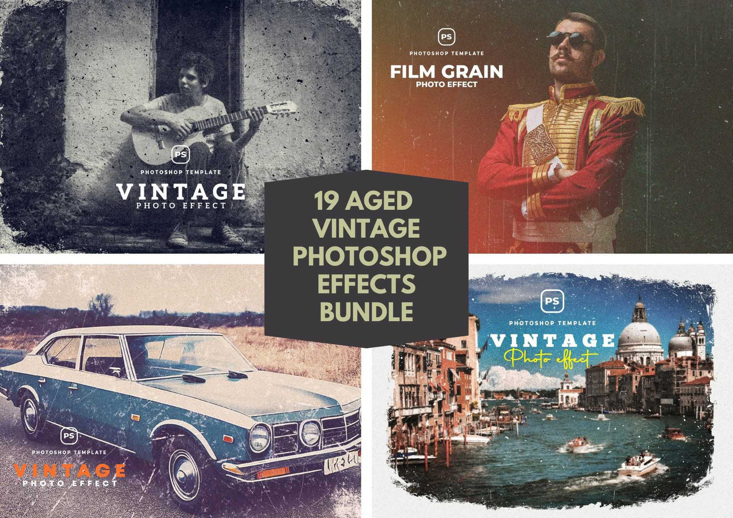 19 Aged Vintage Photoshop Effects Bundle