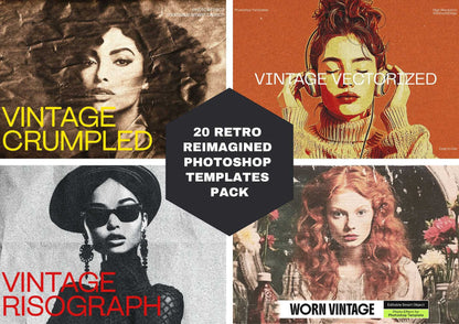 20 Retro Reimagined Photoshop Templates Pack - Photoboto
