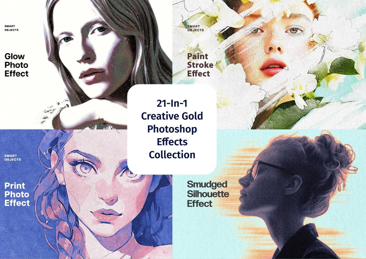 21-In-1 Creative Gold Photoshop Effects Collection