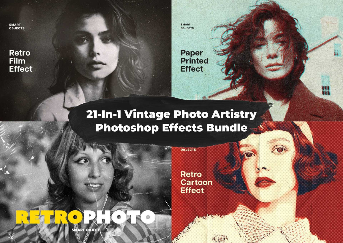 21-In-1 Vintage Photo Artistry Photoshop Effects Bundle